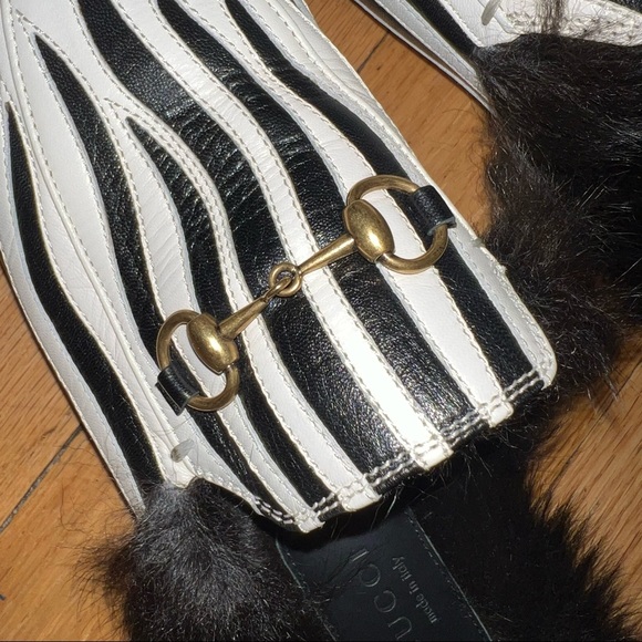 GUCCI ZEBRA FUR PRINCETOWN MULES SLIDE INS - Picture 7 of 9